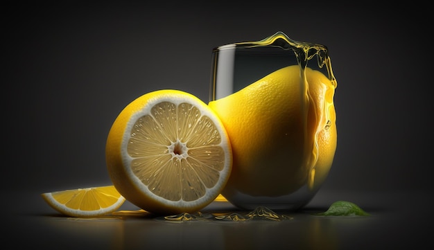 Realistic fruits composition with images of whole and sliced lemon fruit on blank background vector