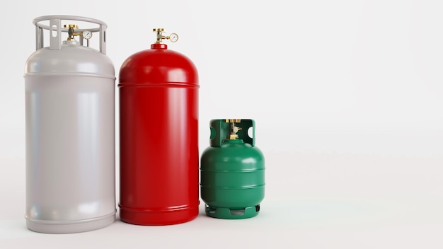 Реалистичные газовые металлические баллоны Газовый резервуар Натуральный газ