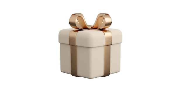 Realistic gift box with golden ribbon bow