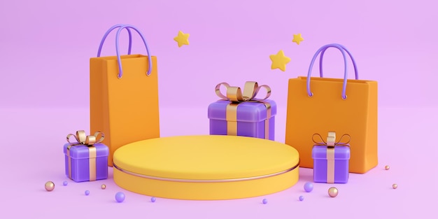 Realistic gift boxes with paper shopping bag background