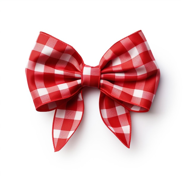 Realistic gingham checkered party gift bow decoration against a white background