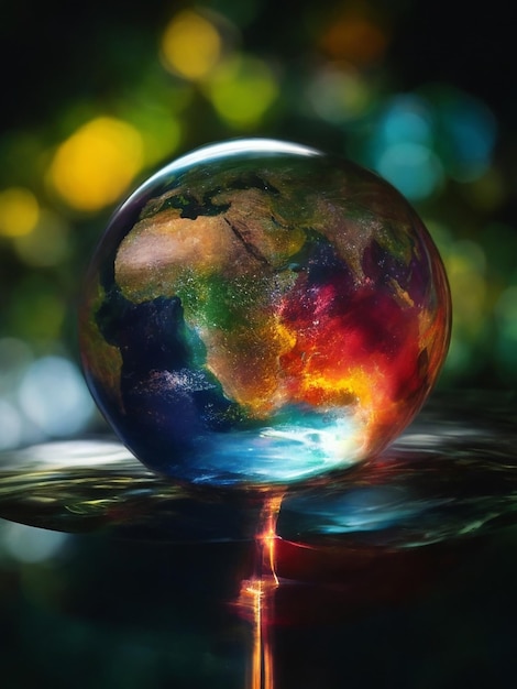 Realistic globe earth with water drops isolated on clean background