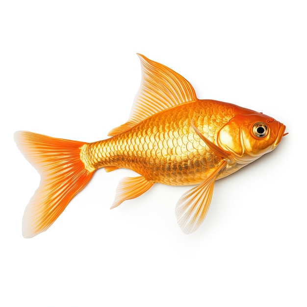 Realistic gold fish on white background