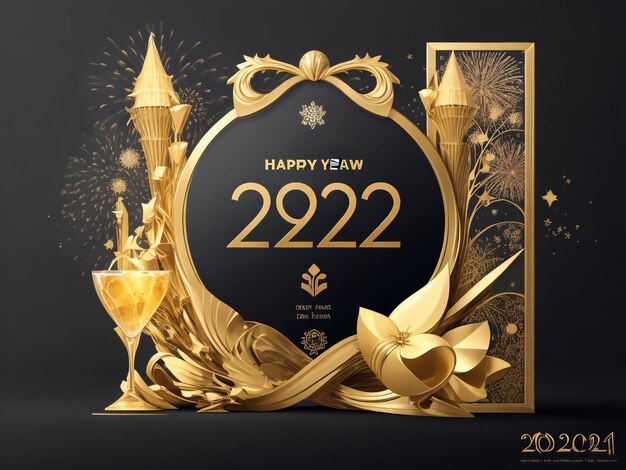 Realistic gold metal inscription 2024 Christmas Gold calligraphy New Year lettering on the black ba