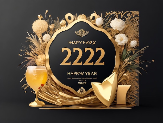 Реалистичная золотая металлическая надпись 2024 Рождество Золотая каллиграфия Новый год надпись на черном ба