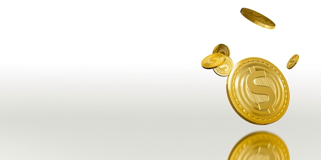 Фото Реалистичный золотой доллар плавающие монеты бинго в казино летающие деньги фон