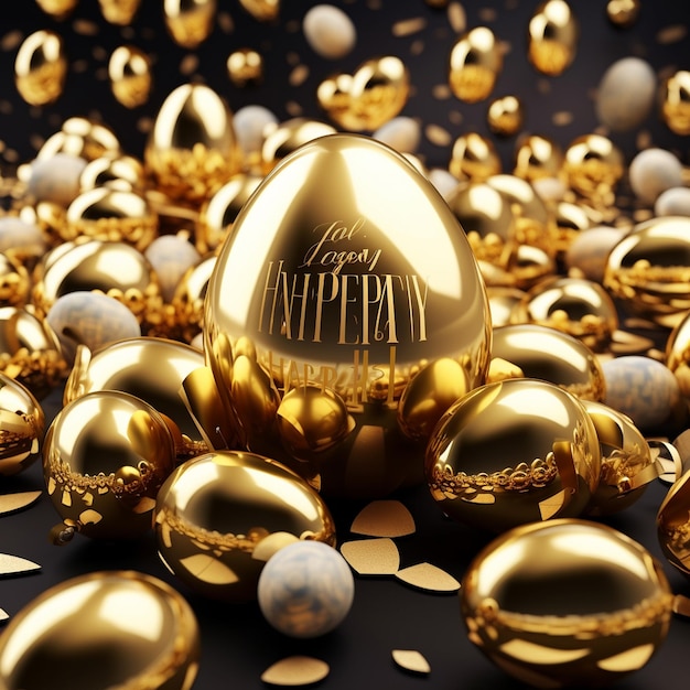 Realistic golden easter illustration