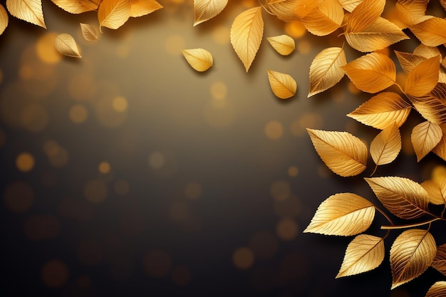 Realistic golden leaves background