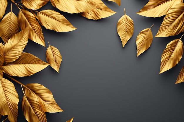 Realistic golden leaves background