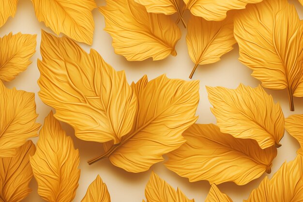 Realistic golden leaves background