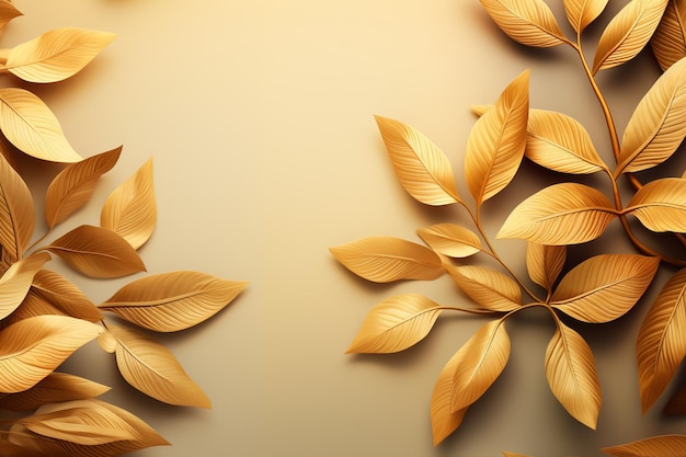 Realistic golden leaves background