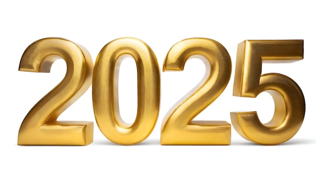 Реалистичные золотые цифры 2025 года