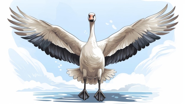 Realistic Goose Clip Art With Detailed Background Elements