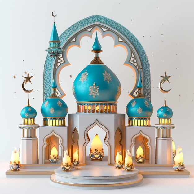 realistic grand mosque 3d render