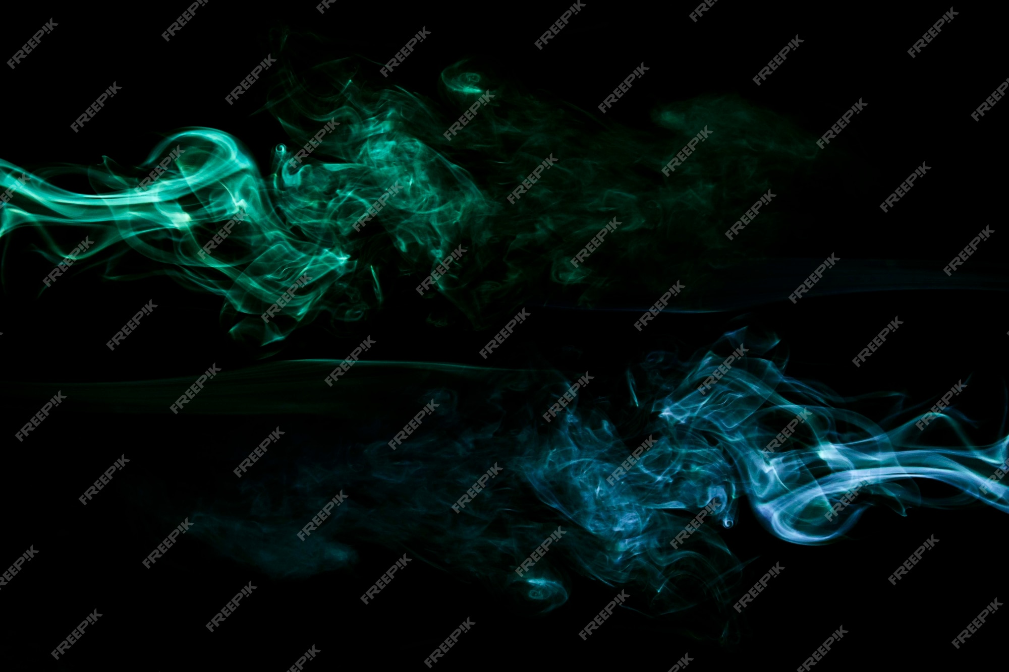 Premium Photo  Blue and green steam on a black background