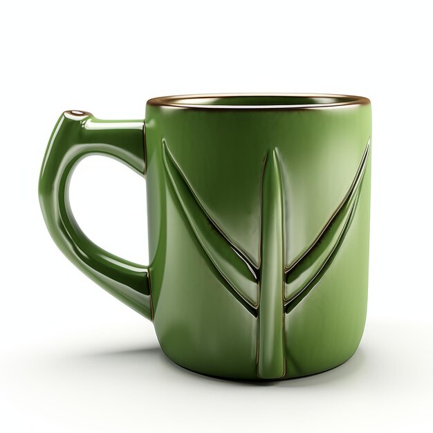 Realistic Green Leaf Design Mug With Earth Tones