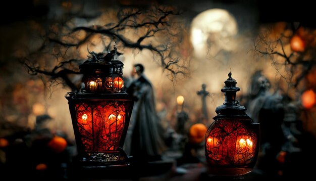 Realistic halloween festival illustrat.Halloween night pictures for wall paper or computer screen.