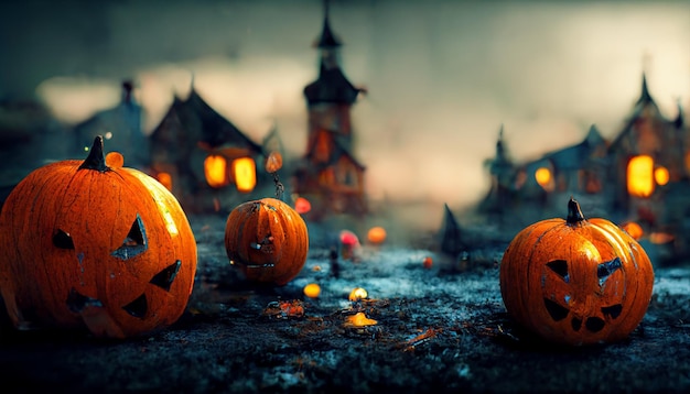 Realistic halloween festival illustration.Halloween night pictures for wall paper.3D illustration.