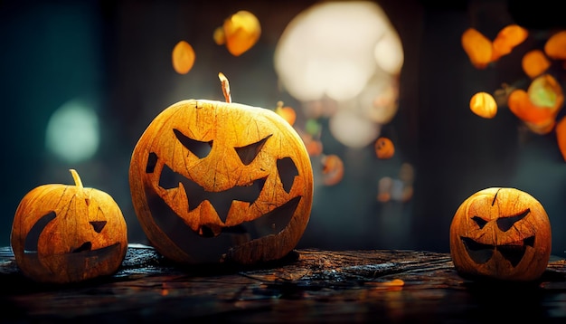 ハロウィーン・フェスティバルのリアルなイラスト - 壁紙用のハロウィン・ナイトの写真 - 3Dイラスト