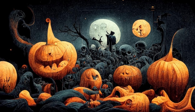 Realistic halloween festival illustration.Halloween night pictures for wall paper.3D illustration.