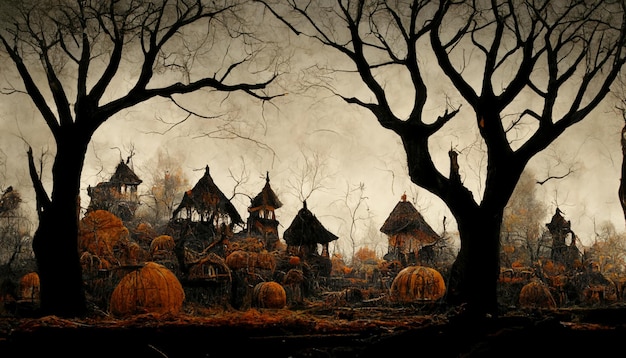 Реалистичная иллюстрация фестиваля Хэллоуина. Картины ночи Хэллоуина для обоев