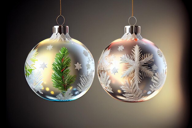現実的なぶら下げガラス クリスマス ボール飾り 3 D イラスト
