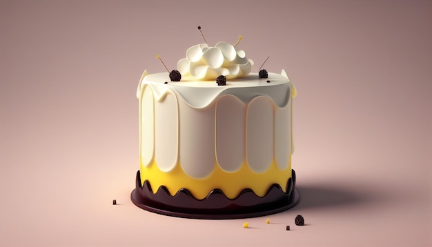 Realistic happy birthday cakes with decorative elements Generative AI