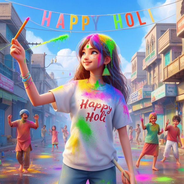 realistic happy holi day background