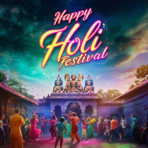 realistic happy holi day background