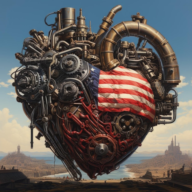 Realistic heart depicted as a red beamer tin Generative AI