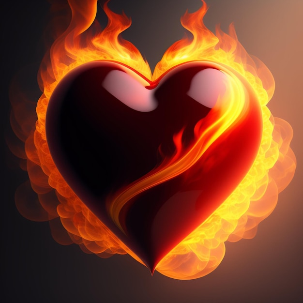 Photo realistic heart on fire 1