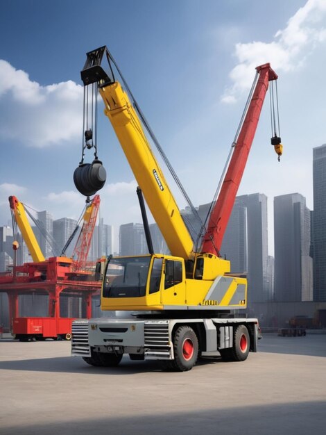 Photo realistic heavy machine cranes photos