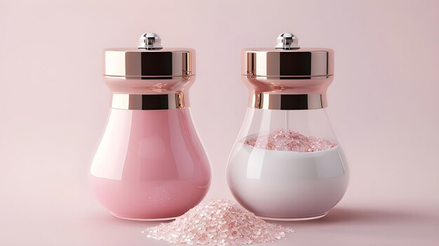 Photo realistic highdefinition pink salt and pepper grinders ai generated