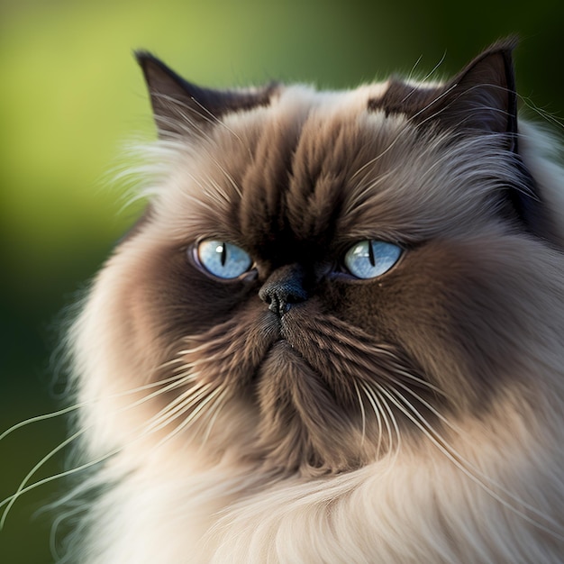 Realistic himalayan cat on ravishing natural outdoor background