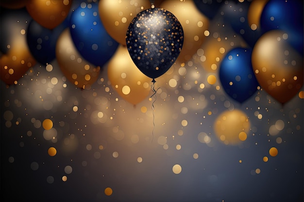 Realistic holiday background with golden and blue balloon Holiday birthday party important day success high resolution art generative artificial intelligence