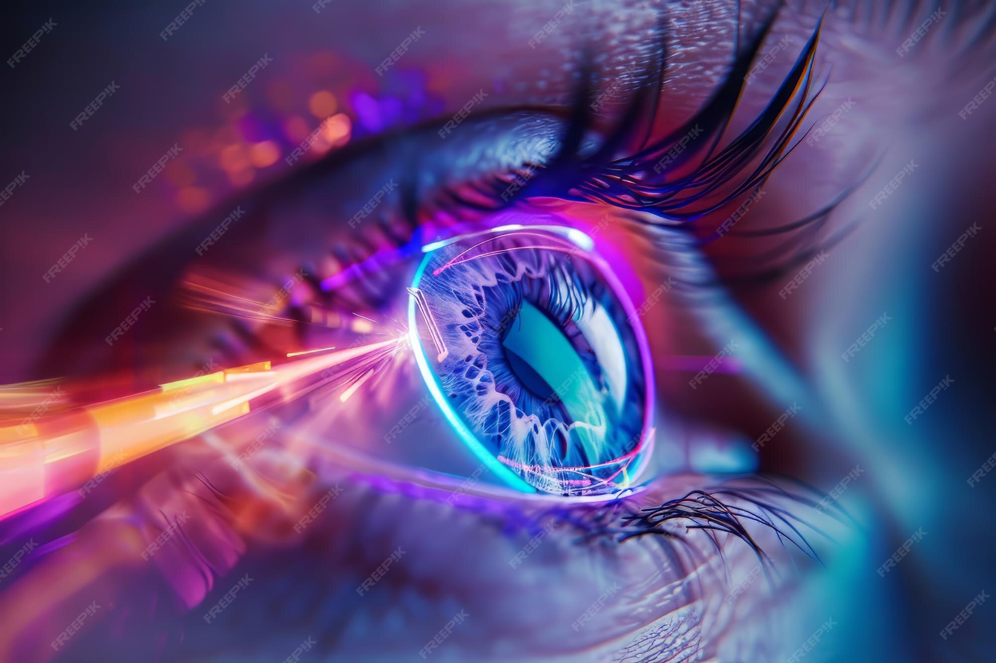 Premium Photo Realistic hologram of human eye and real eye