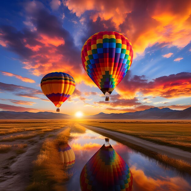 Photo realistic hot air balloon in the sky