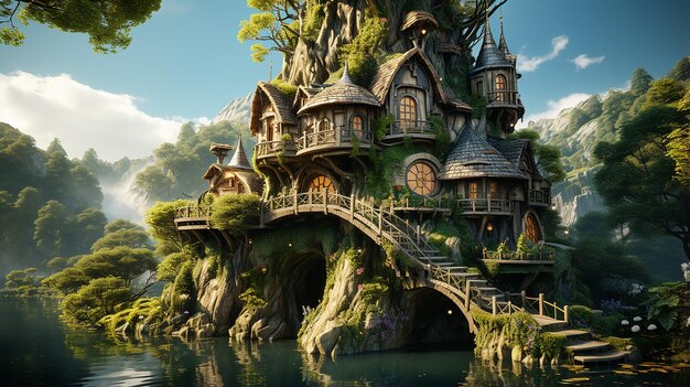 Photo realistic house on a tree highquality photo realism