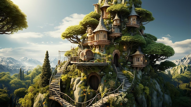 Realistic House on a Tree HighQuality Photo Realism