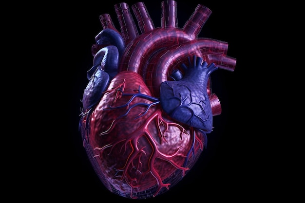 Realistic Human Heart 3D Illustration Abstract art