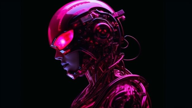 Realistic Human neon pink robot