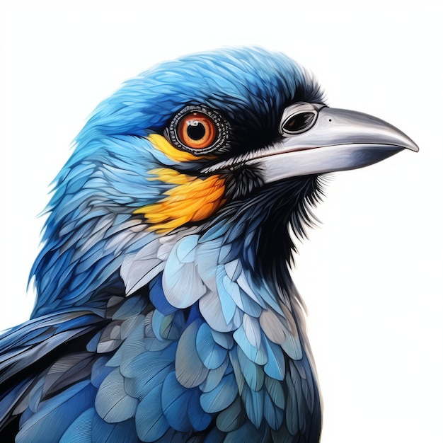 Realistic Hyperdetailed Blue Bird Illustration With Yellow Legs