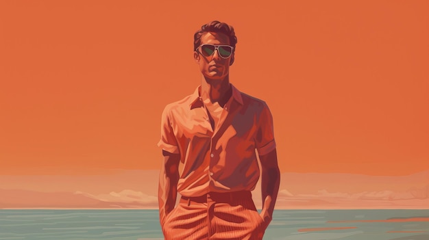 Realistic And Hyperdetailed Rendering Of David In Orange On The