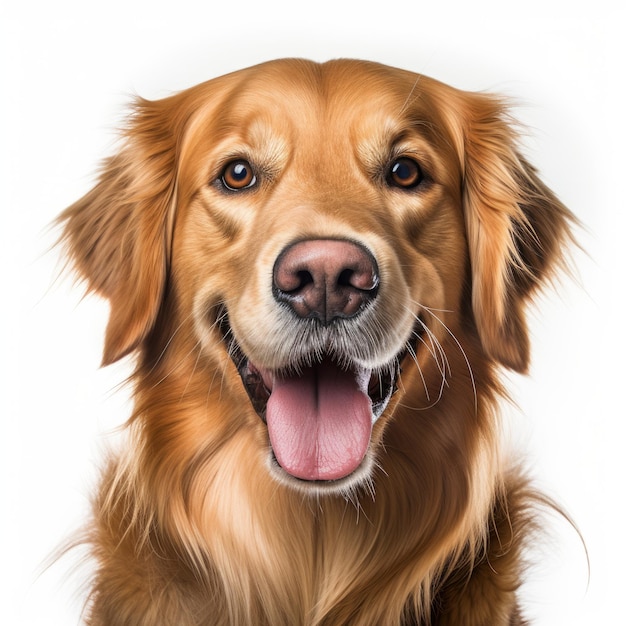 Realistic Hyperdetailed Rendering Of Golden Retriever In White Background