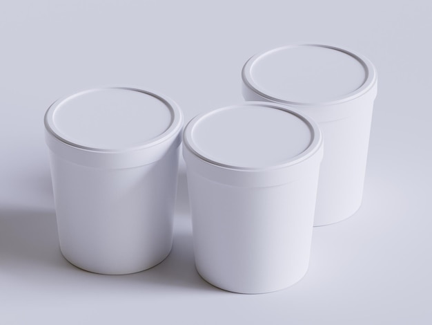 Realistic ice cream packaging white color 3D render illustration