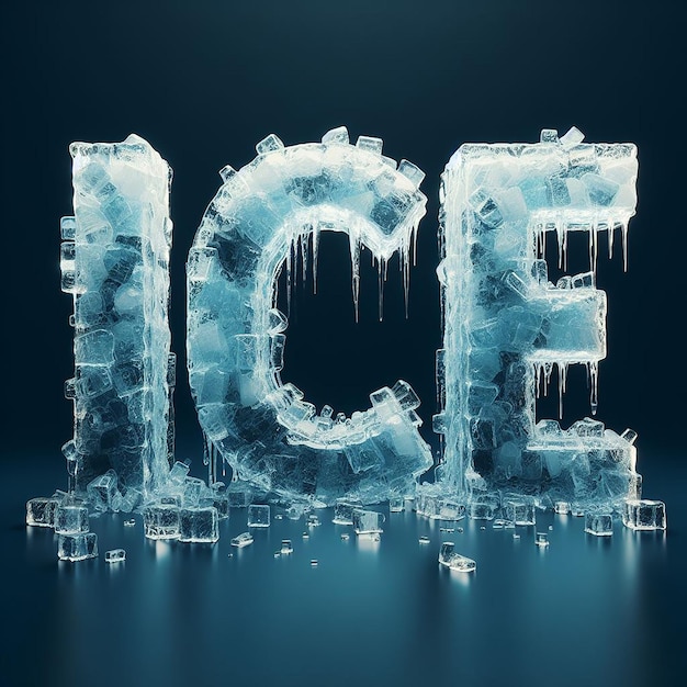 Photo realistic ice effects in the words ice ice text effect