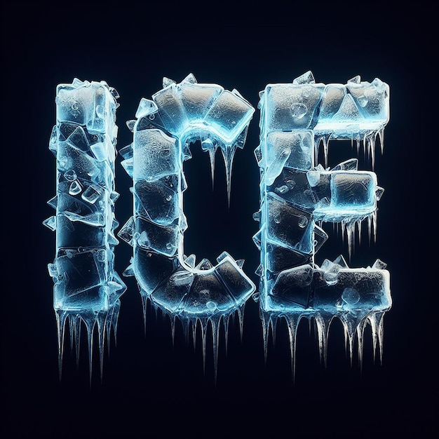 Realistic Ice Effects In The Words Ice Ice Text Effect