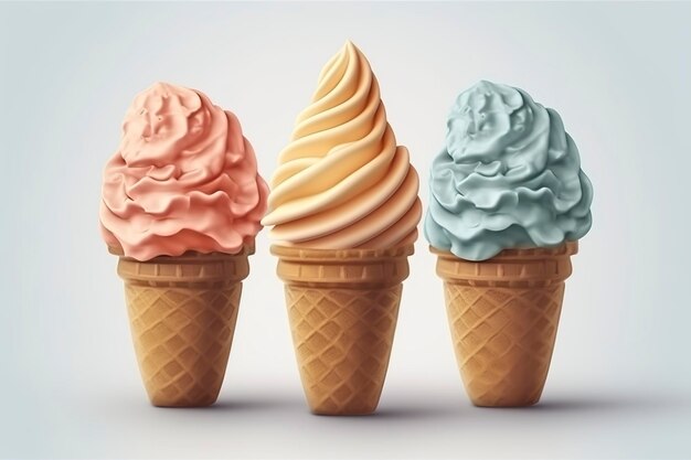 Realistic icon of icecream on white background clean isometric C4D 3D generat ai