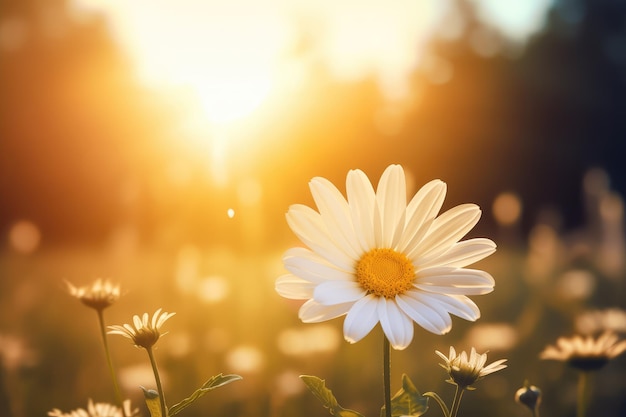 realistic Idyllic daisy bloom in spring