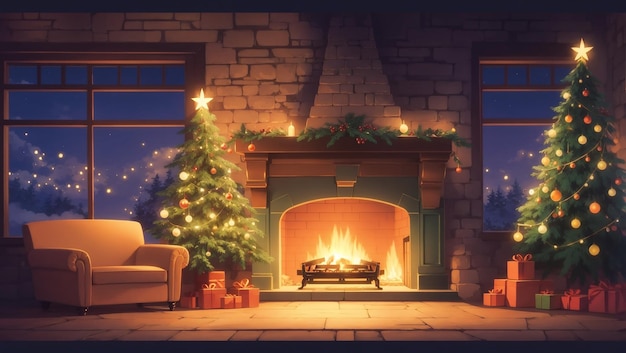 Realistic illustration of a Christmas scene